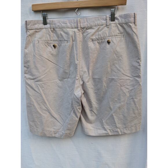 Izod Mens Chambray Shorts Sz 40W Cream Classic Preppy Golf Tennis classic - Picture 5 of 8